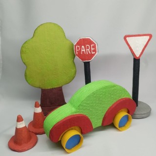 Set Auto Escarabajo verde ciudad