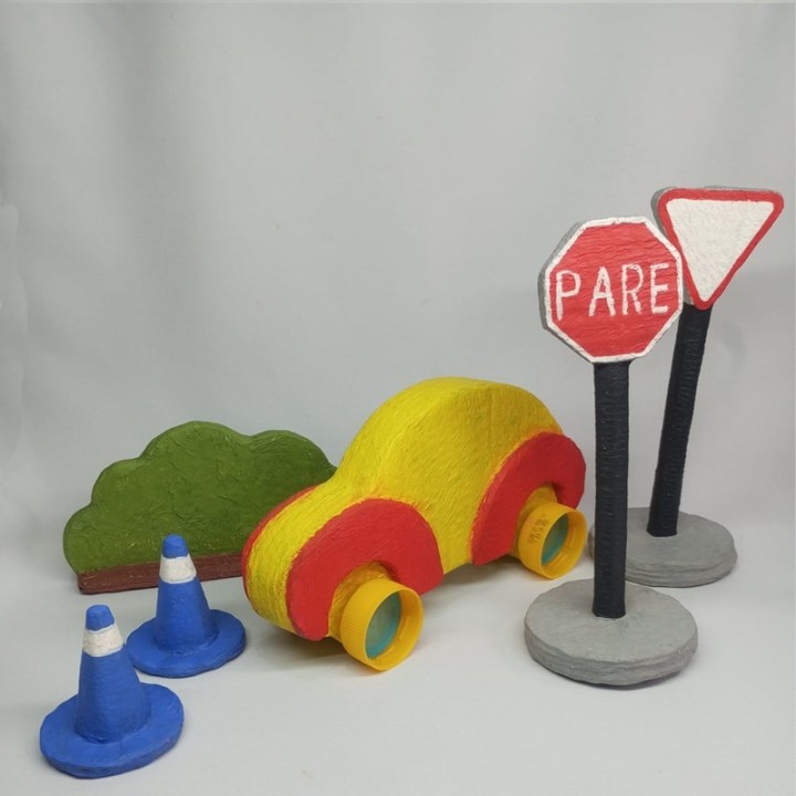 Set Auto Escarabajo amarillo ciudad